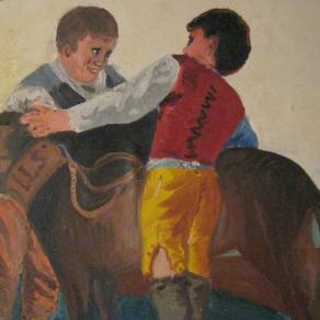 1973: DUE RAGAZZI CON MASTINO DEL GOYA "RIVISITATO" DA FULBER A 14 ANNI.