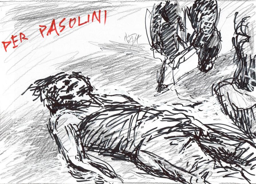 Bozzetto per un'incisione per Pasolini