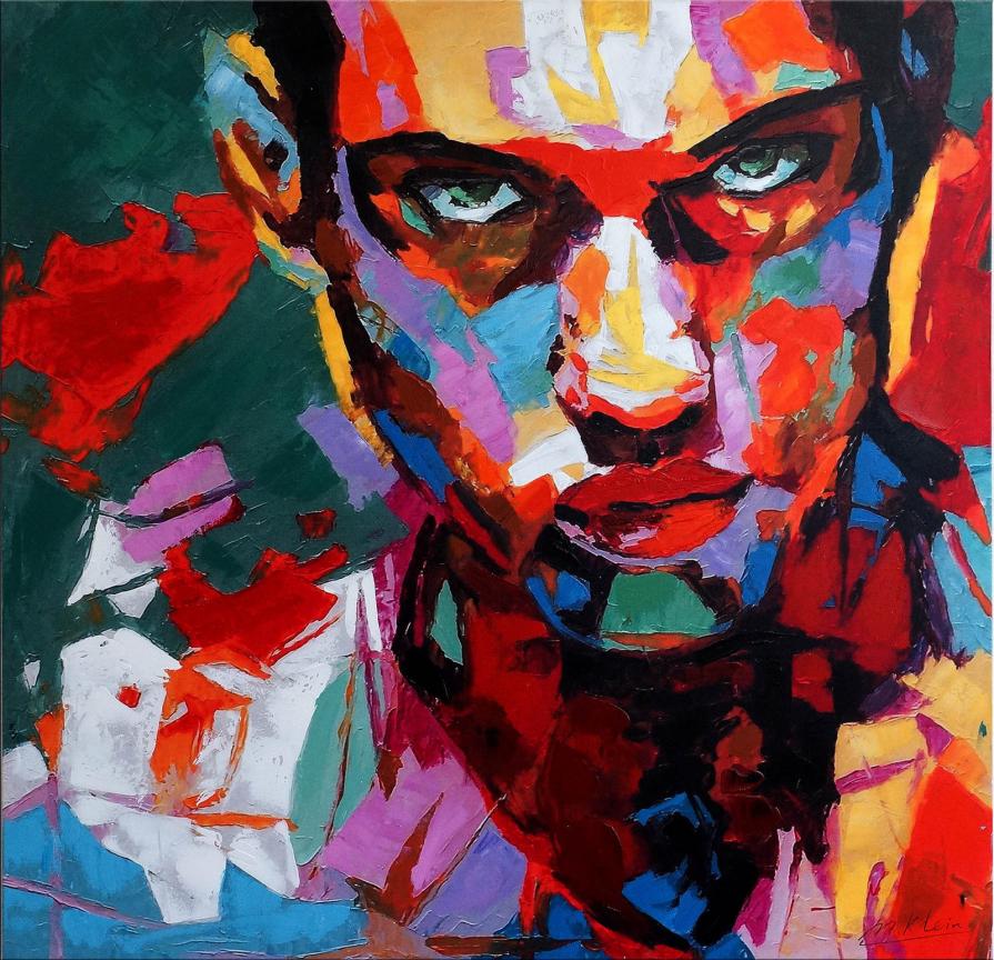 Martin Klein - Visage d'homme - smalti su tela - 100 x 100