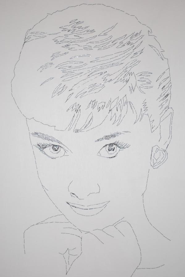 archivio audrey hepburn graffette pinzate su tela e tempera acrilica 