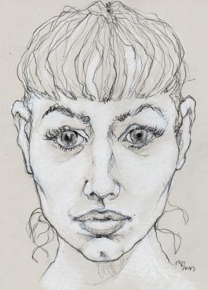 ragazza con frangetta