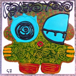 Giulia Ferretti (Italia) - Omino verde bosco - acrilico tela - 40 x 40