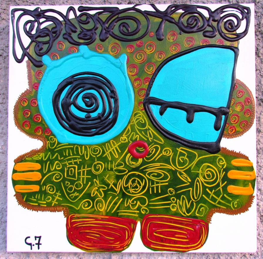 Giulia Ferretti (Italia) - Omino verde bosco - acrilico tela - 40 x 40