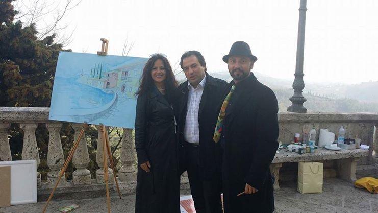 Senatore Fabrizio di Stefano in compagnia del Pittore Oronzo Curvo e sua moglie.