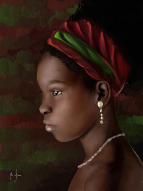 Stefano Fiore (Italia) - Giovane Africa - digitale pittorico su forex applicato su cornice di legno - 30 x 40