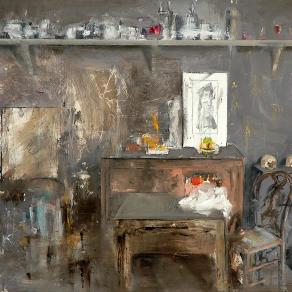 Interior with three skulls