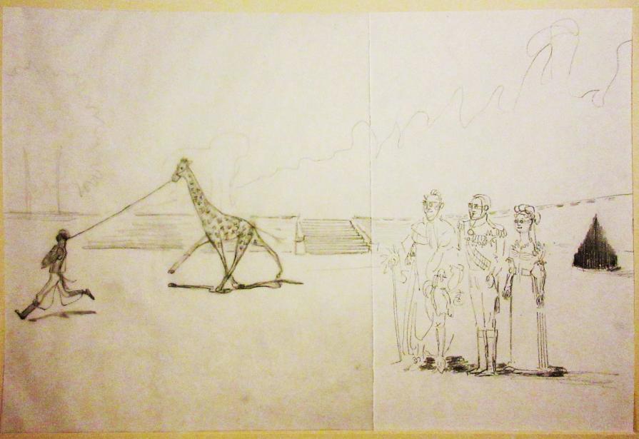 Zarafa is presented to the King at St Cloud, Paris.