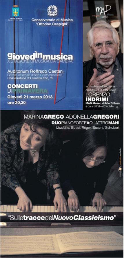 Omaggio a John Cage  Lorenzo Indrimi Sulle tracce del Nuovo Classicismo  Marina Greco e Adonella Gregori  