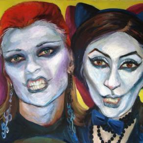 Self-portrait with a mask and a cat