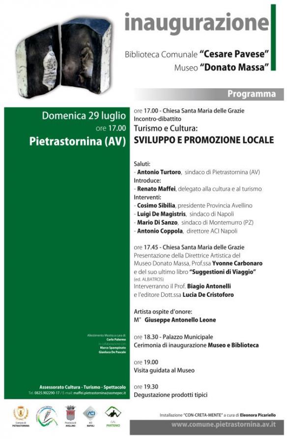 Locandina inaugurazione Museo Donato Massa - Pietrastornina (AV)