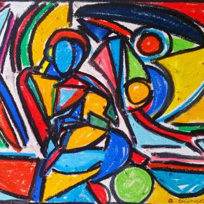 Autoritratto con cane in braccio - Self-portrait with dog in his arms