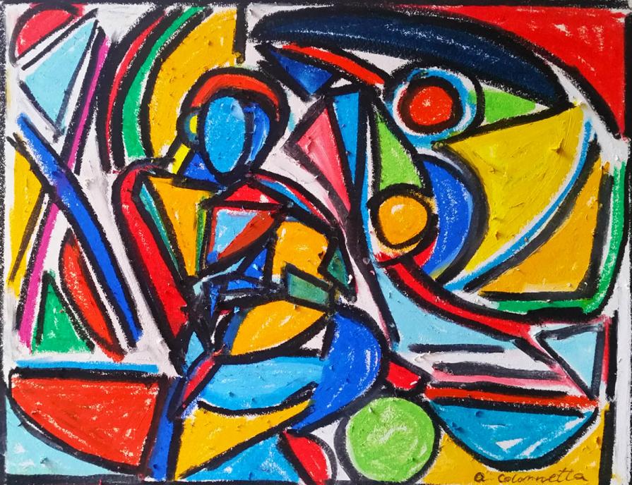 Autoritratto con cane in braccio - Self-portrait with dog in his arms