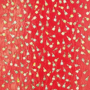 anno 2010 -titolo caramelle da uno sconosciuto tecnica mista (carta di caramelle ripiegate, vernici industriali, flating) su MDF  cm (70 x 100 x  4)