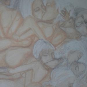 Incontro di gruppo fra giovani donne - Idea eccitante - Nude tutte insieme(particol. - in creazione)