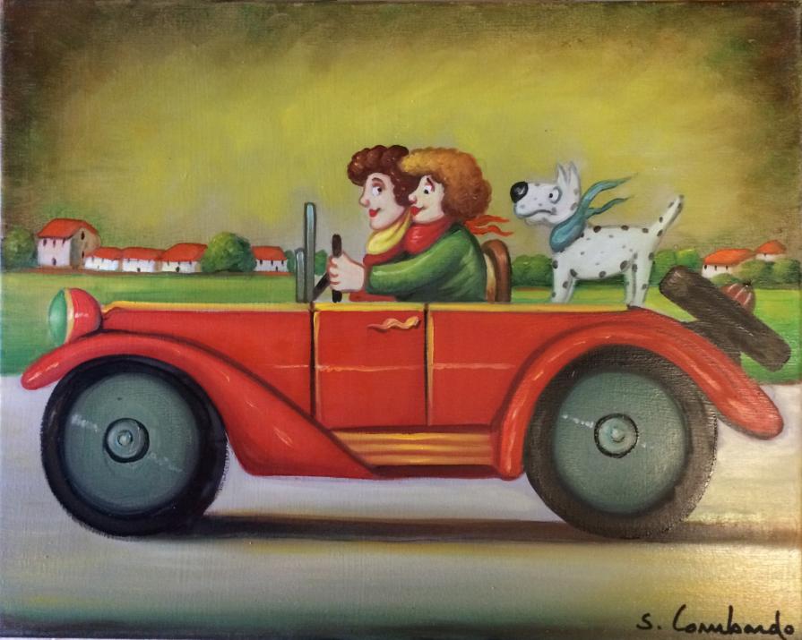 Salvo Lombardo - Amiche - olio su tela - 50 x 40