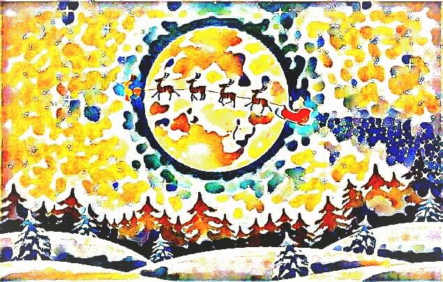 Sotto la grande luna invernale.. la slitta dei sogni scivola leggera sul manto di neve ...