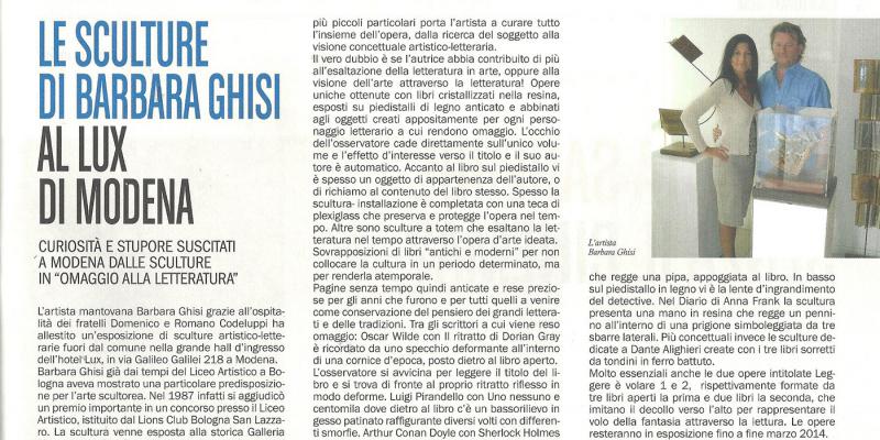 ESPOSIZIONE SCULTURE HOTEL LUX  a MODENA.