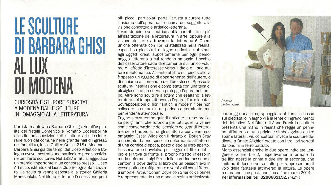 ESPOSIZIONE SCULTURE HOTEL LUX  a MODENA.