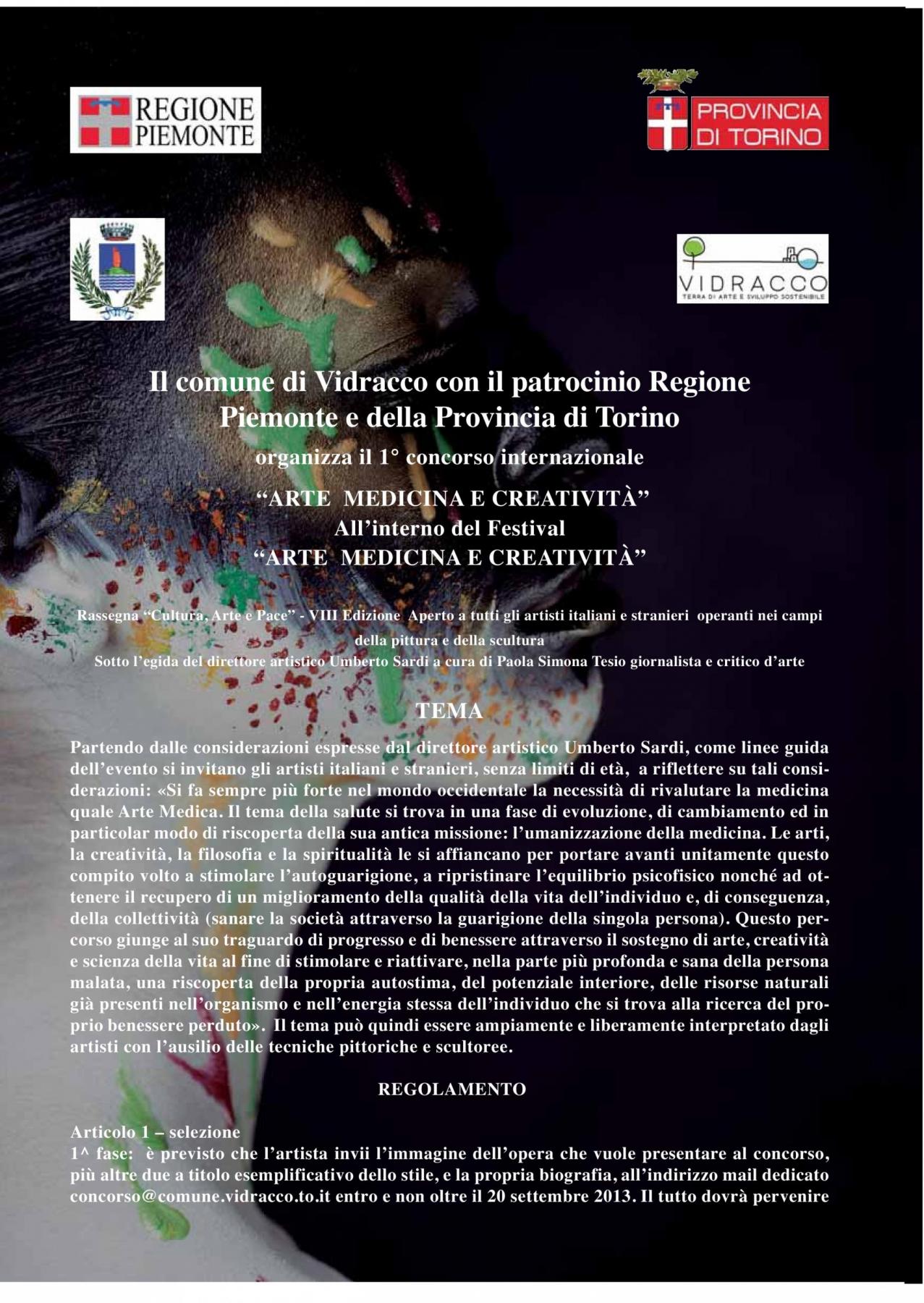 1° concorso internazionale    “ARTE  MEDICINA E CREATIVITÀ”