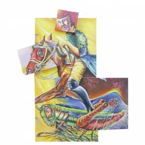 Cavaliere a cavallo di una cavalletta