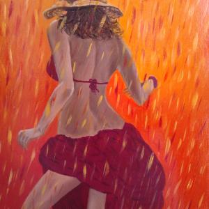 Marta balla sotto la pioggia - olio su tela - giugno-luglio '13