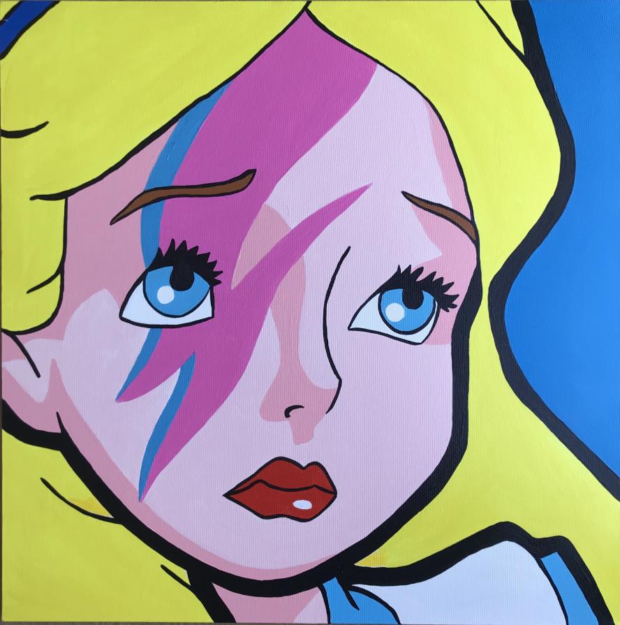 Tiziano Casarini - Alice come David Bowie - acrilico su tela - 70 x 70