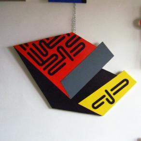 Pieghevole e segni cabalistici   smalto su tavola  95x65  2009    