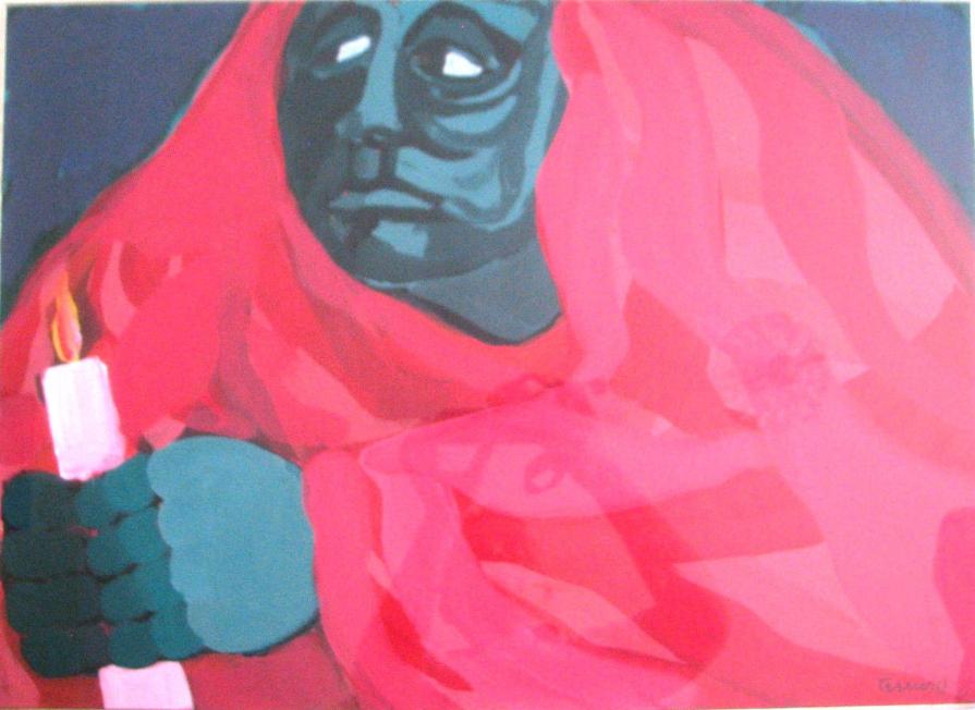 Saverio Terruso (Italia) - Orante - olio cartone - 70 x 50