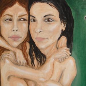 Nello spogliatoio - Avversarie amanti wrestlers (particolare)