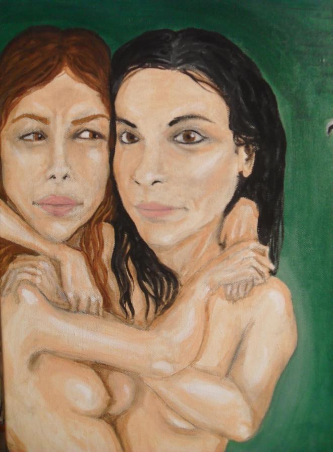 Nello spogliatoio - Avversarie amanti wrestlers (particolare)