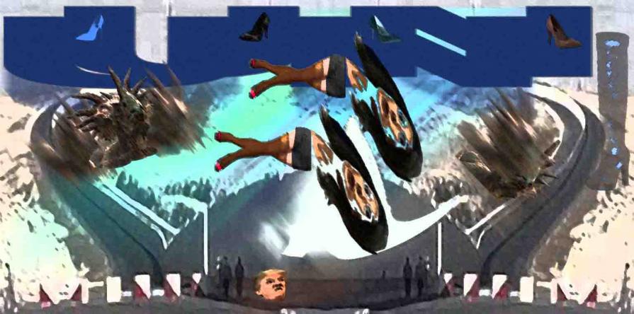 UN US Helly Travel with camel in war and peace