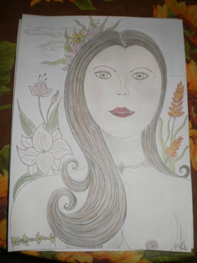 Woman with exotic flowers