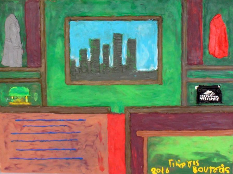 Office overlooking skyscrapers