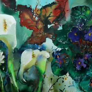 begonia e fiori bianche