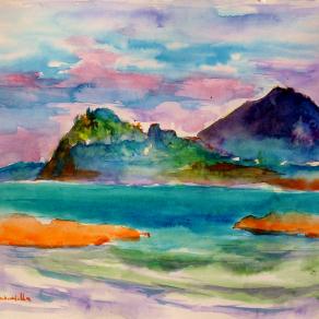 Procida nel vento del meriggio ti dipingo di sabbia e colore