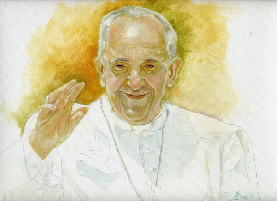 Pope Francis in Lampedusa, portrait
