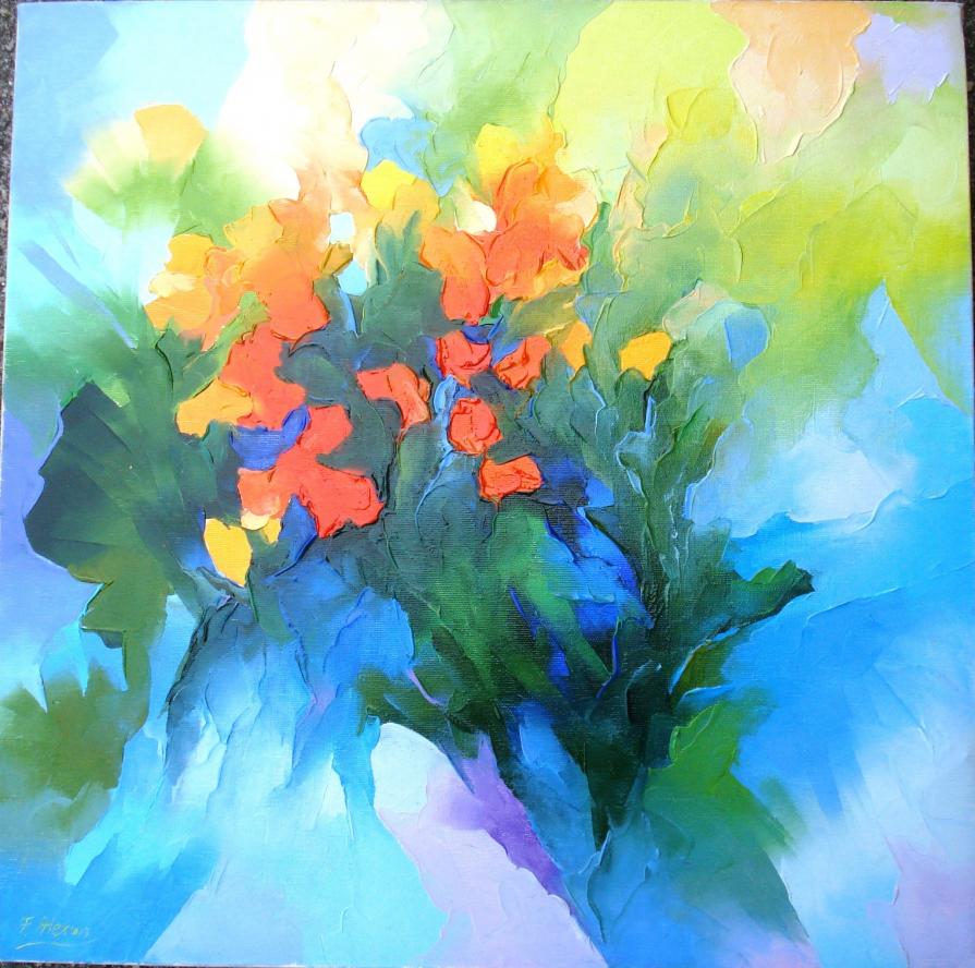 Alex Fumagalli (Italia) - Fiori - olio tela - 50 x 50