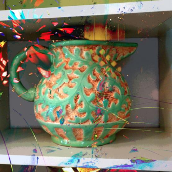 Upright painted epiphyte jug