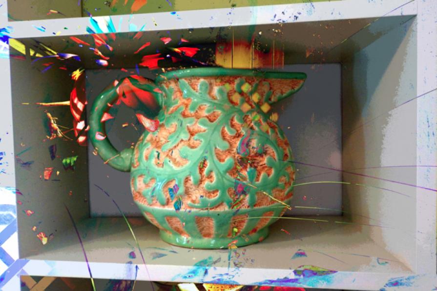 Upright painted epiphyte jug