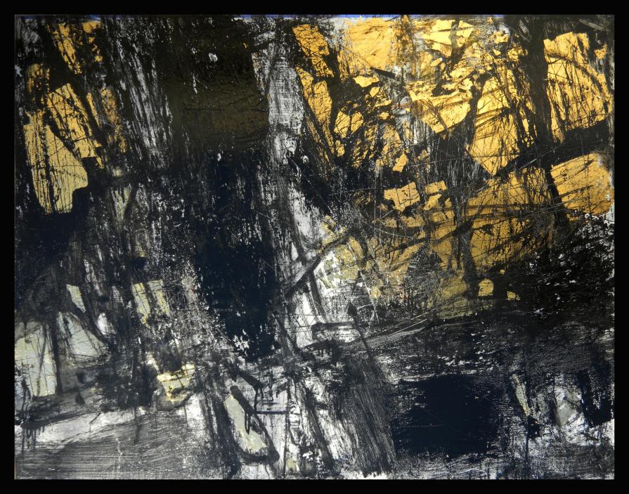 UNTITLED_-ink and gold on a metal stand     103x79 cm Anthonio Civitarese -2011