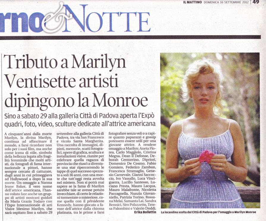 Articolo sul Mattino di Padova per '50° Marilyn'