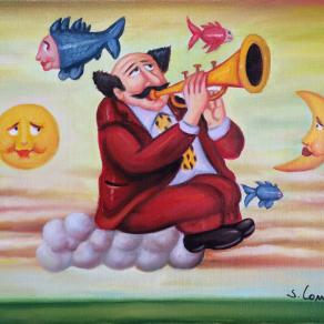 Salvo Lombardo (Italia) - Musico - olio su tela - 40 x 30