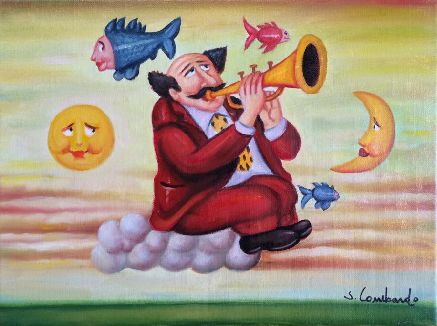 Salvo Lombardo (Italia) - Musico - olio su tela - 40 x 30