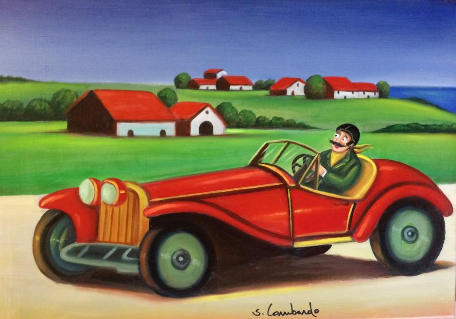 Salvo Lombardo - Gita fuoriporta - olio su tela - 70 x 50