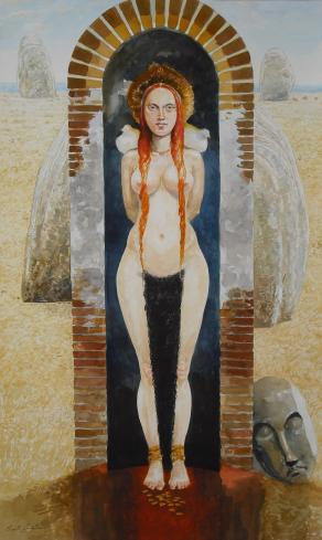 Idol with Trained Pigeons or the dry Fountain.