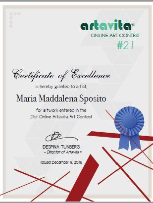 Certificato: Artavita ONLINE ART CONTEST#21