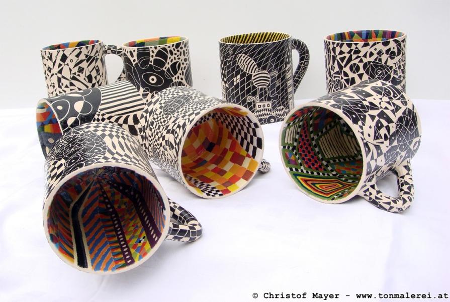 Collection of colorful cups