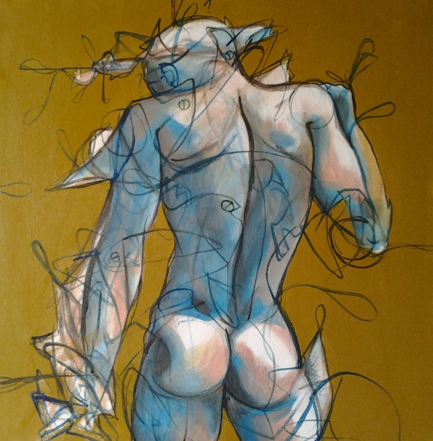 enigma della solitudine ( uomo di schiena che piange) (N XV della serie butterfly and hurricane)