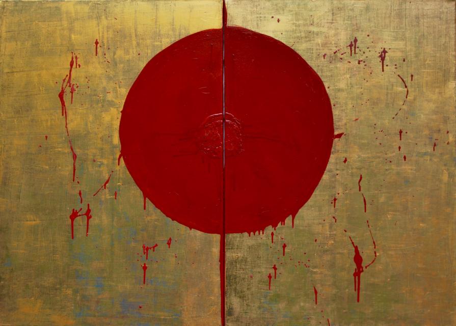 Red seal on golden field