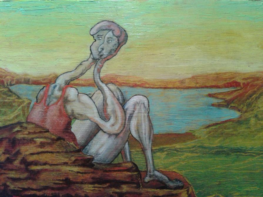 Culturista che contempla il lago Nero